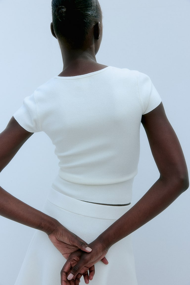 H&M T-Shirt Aus Feinstrick