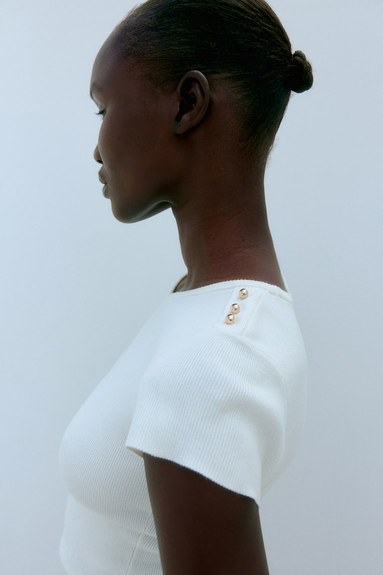 H&M T-Shirt Aus Feinstrick