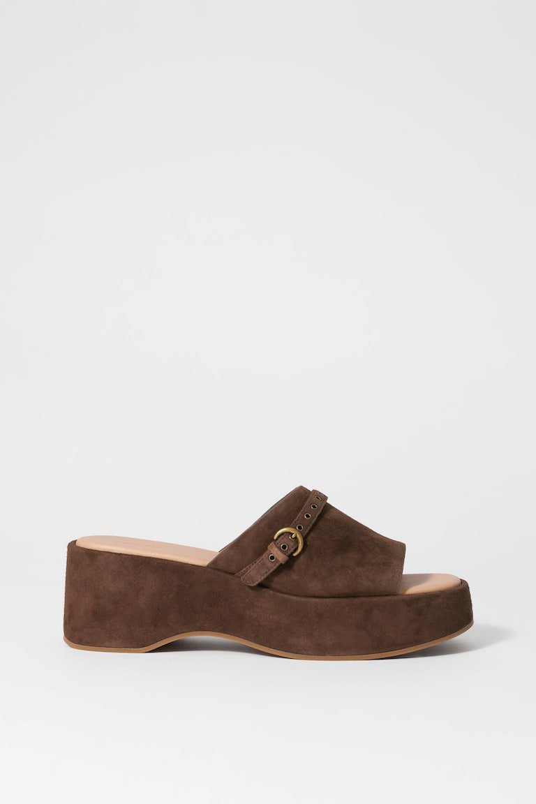 H&M Wildleder-Pantoletten Mit Plateausohle