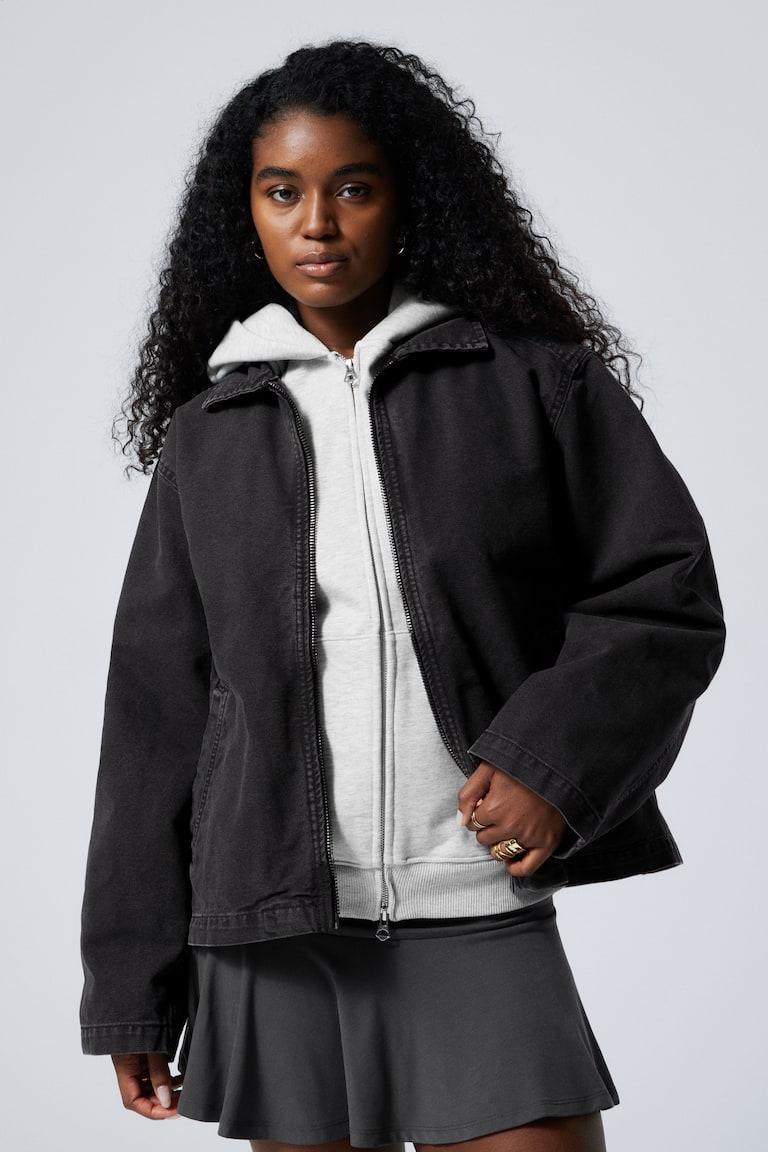 H&M Zip-Jacke Aus Verwaschenem Baumwoll-Canvas