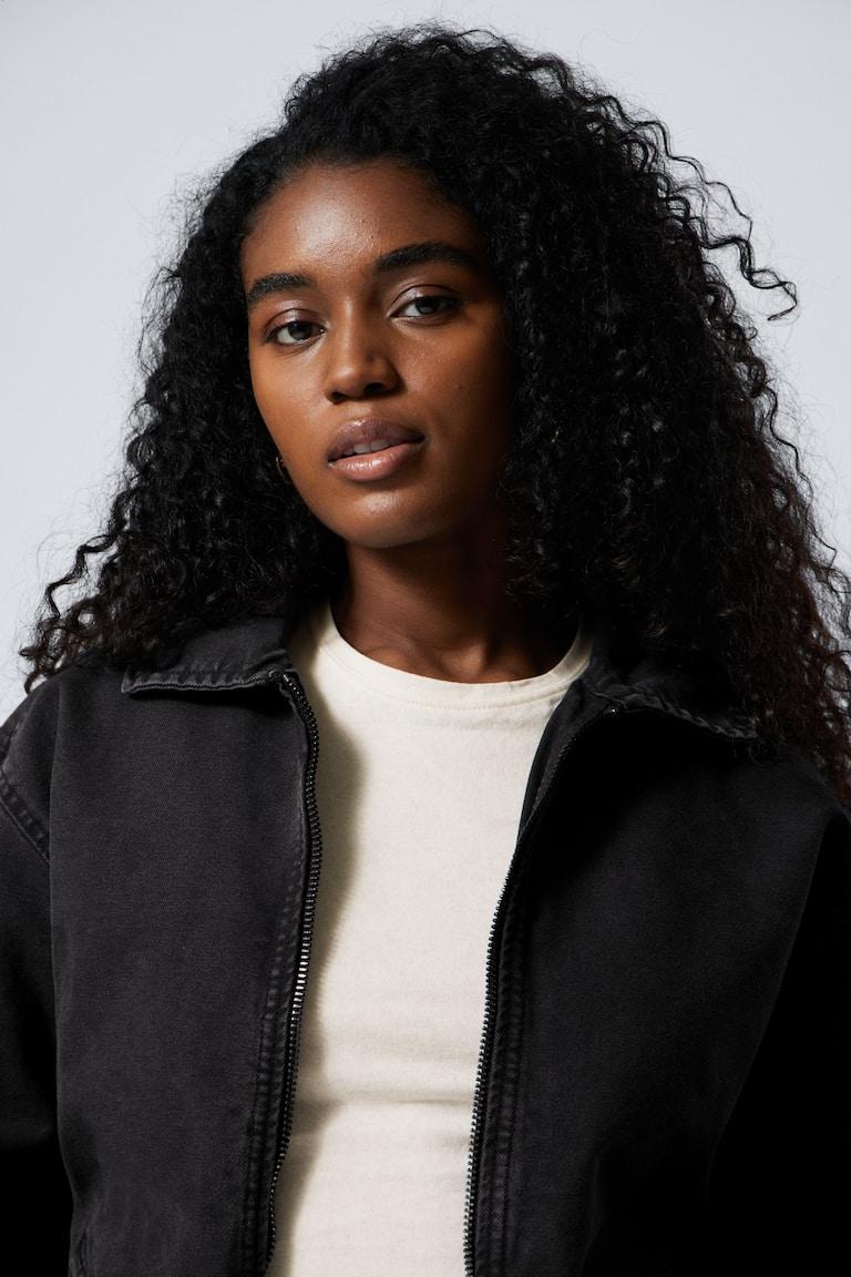 H&M Zip-Jacke Aus Verwaschenem Baumwoll-Canvas