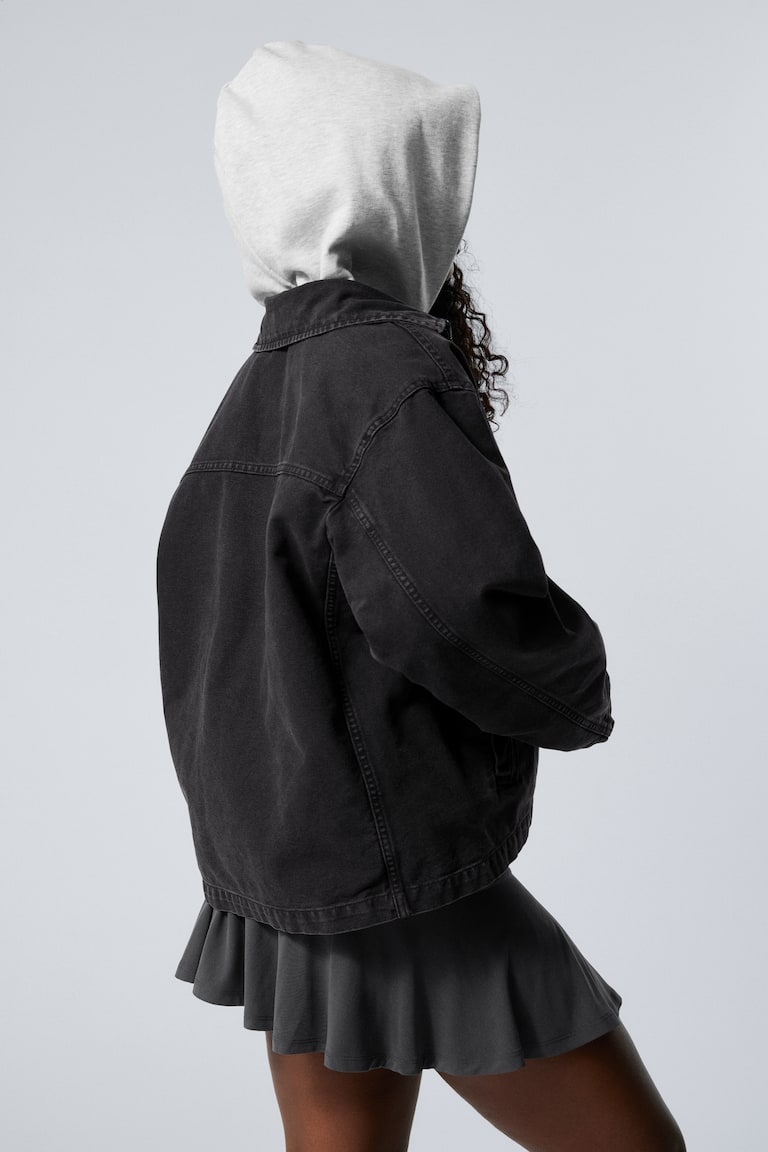 H&M Zip-Jacke Aus Verwaschenem Baumwoll-Canvas