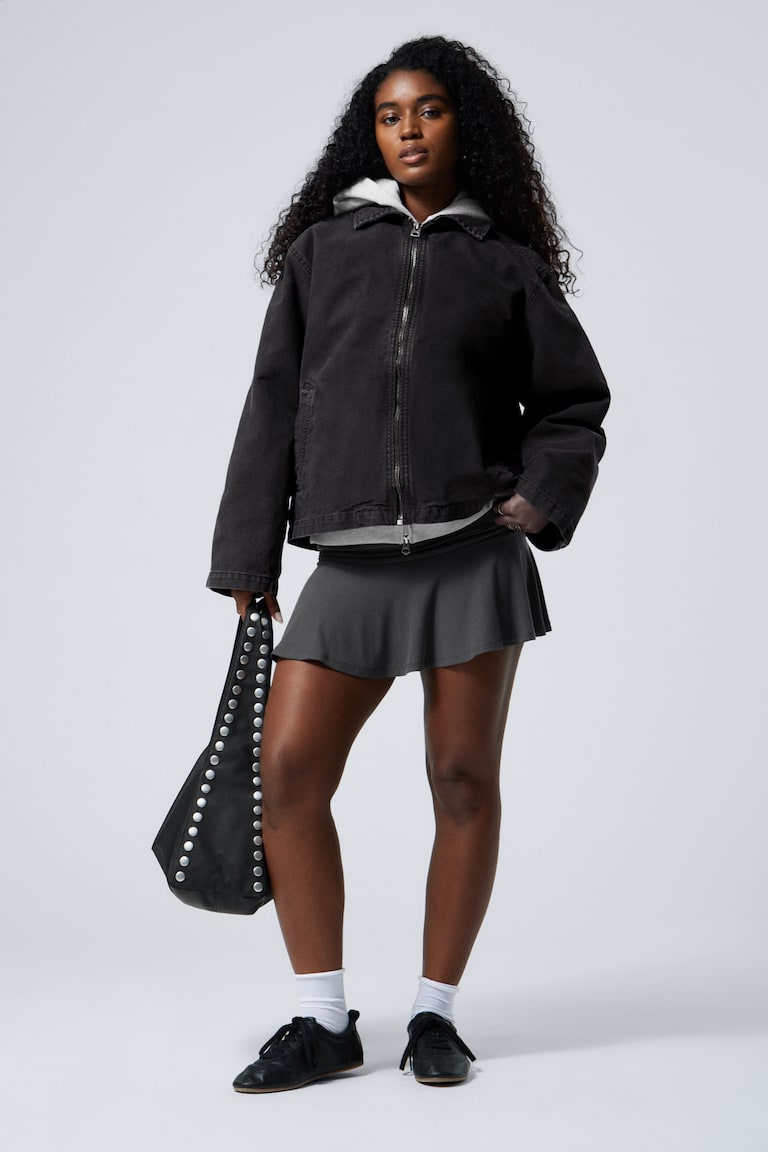 H&M Zip-Jacke aus verwaschenem Baumwoll-Canvas