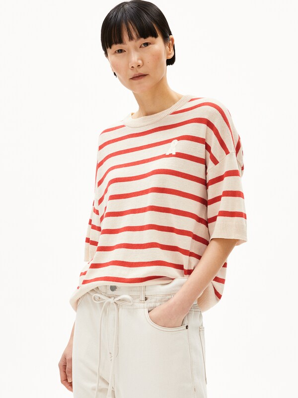 ARMEDANGELS ARMEDANGELS Strickshirt LIZAA LINO STRIPES In Weiß