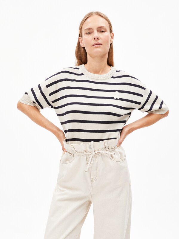 ARMEDANGELS ARMEDANGELS Strickshirt LIZAA LINO STRIPES In Weiß