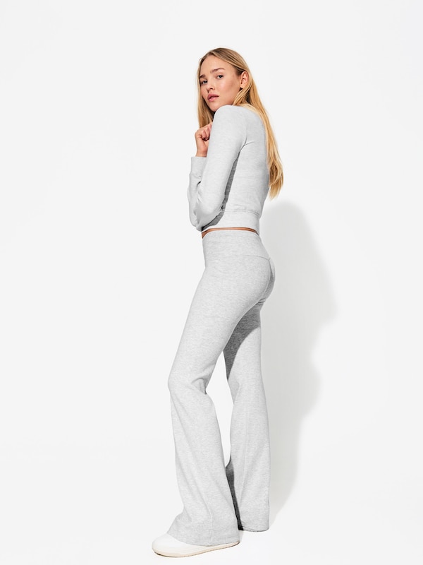 Bershka Bershka Flared Hose In Graumeliert