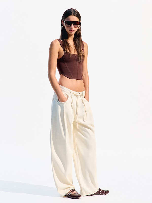 Bershka Bershka Loosefit Hose In Creme