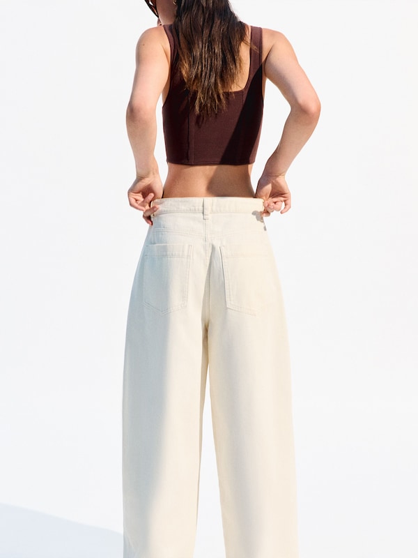 Bershka Bershka Loosefit Hose In Creme