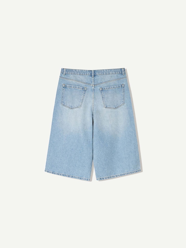 Bershka Bershka Loosefit Shorts In Blue Denim