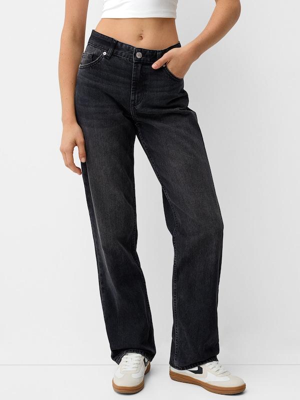 Bershka Bershka Regular Jeans In Black Denim