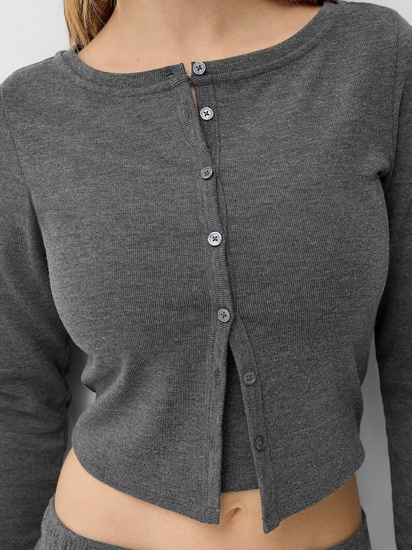 Bershka Bershka Set: Strickjacke+Top In Dunkelgrau