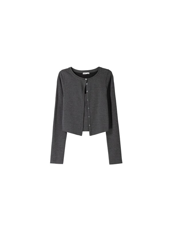 Bershka Bershka Set: Strickjacke+Top in Dunkelgrau