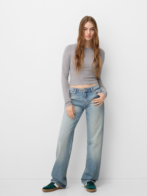 Bershka Bershka Shirt In Hellgrau Weiß