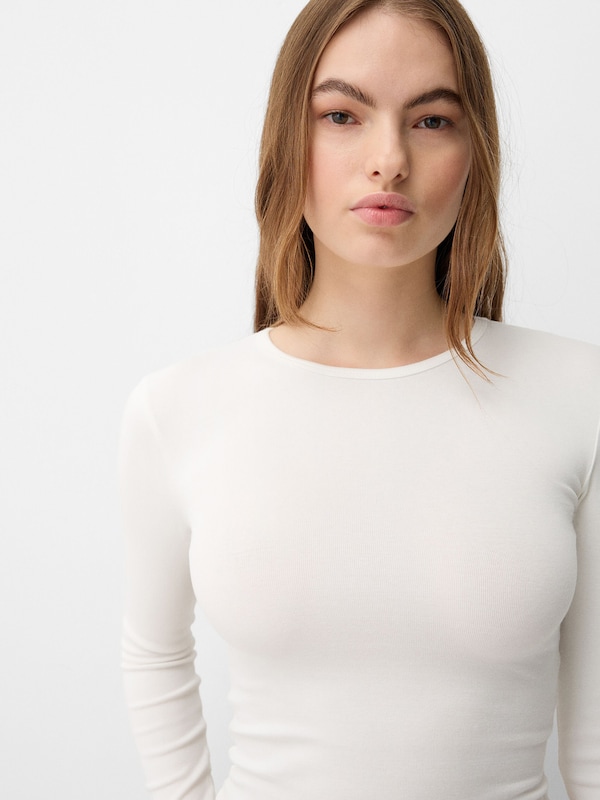 Bershka Bershka Shirt In Hellgrau Weiß