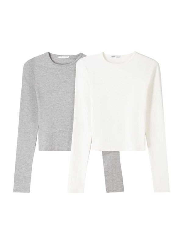 Bershka Bershka Shirt in Hellgrau Weiß