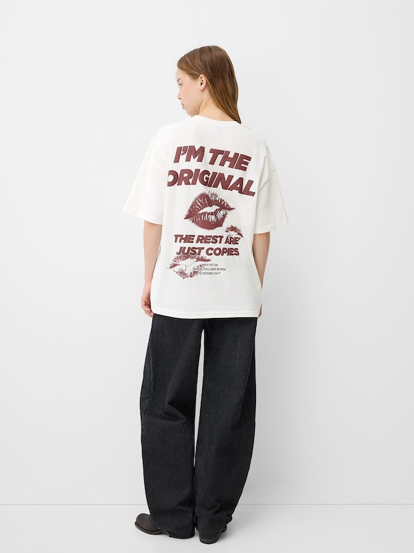 Bershka Bershka T-Shirt 'BRAZIL' In Weiß
