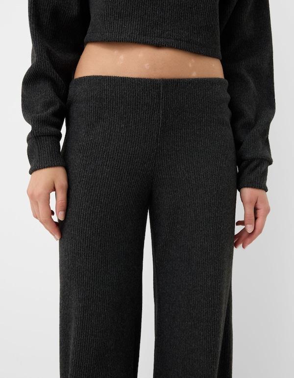 Bershka Bershka Wide Leg Hose In Anthrazit