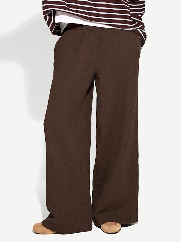 Bershka Bershka Wide Leg Hose In Braun
