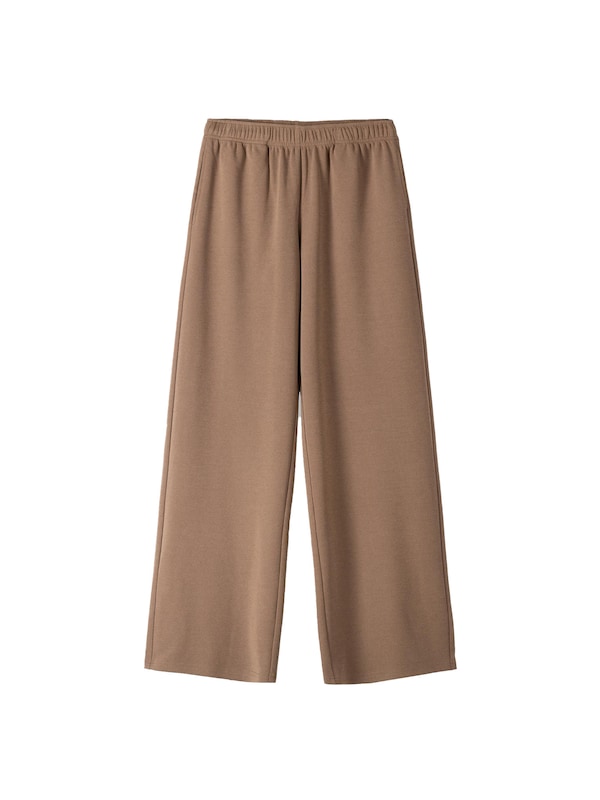 Bershka Bershka Wide Leg Hose in Dunkelbeige