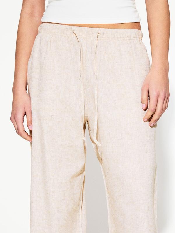 Bershka Bershka Wide Leg Hose In Ecru