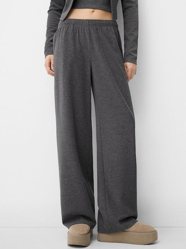 Bershka Bershka Wide Leg Hose In Grau