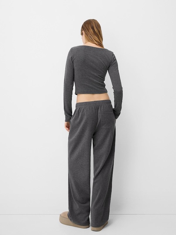 Bershka Bershka Wide Leg Hose In Grau
