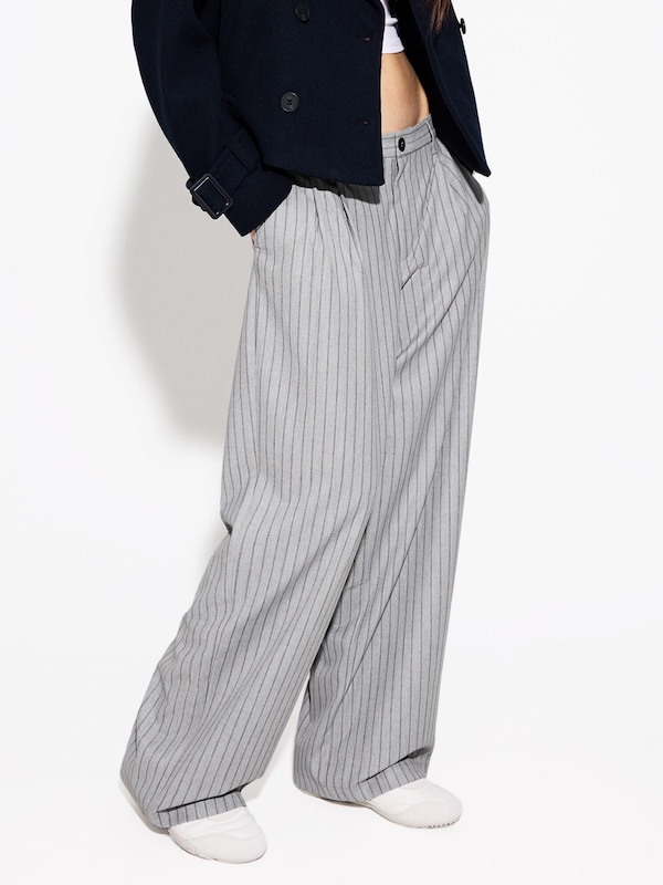 Bershka Bershka Wide Leg Hose In Grau Hellgrau