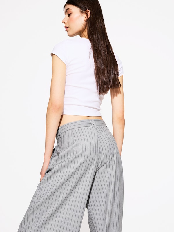 Bershka Bershka Wide Leg Hose In Grau Hellgrau