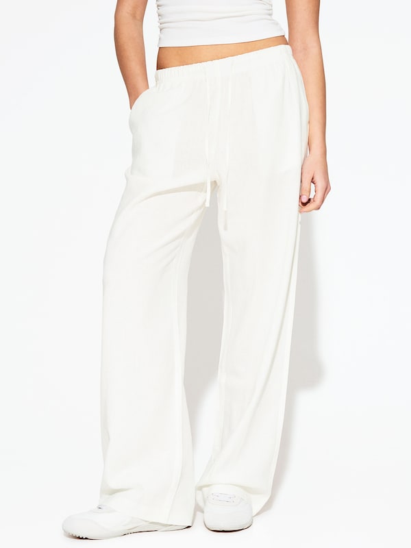 Bershka Bershka Wide Leg Hose In Offwhite