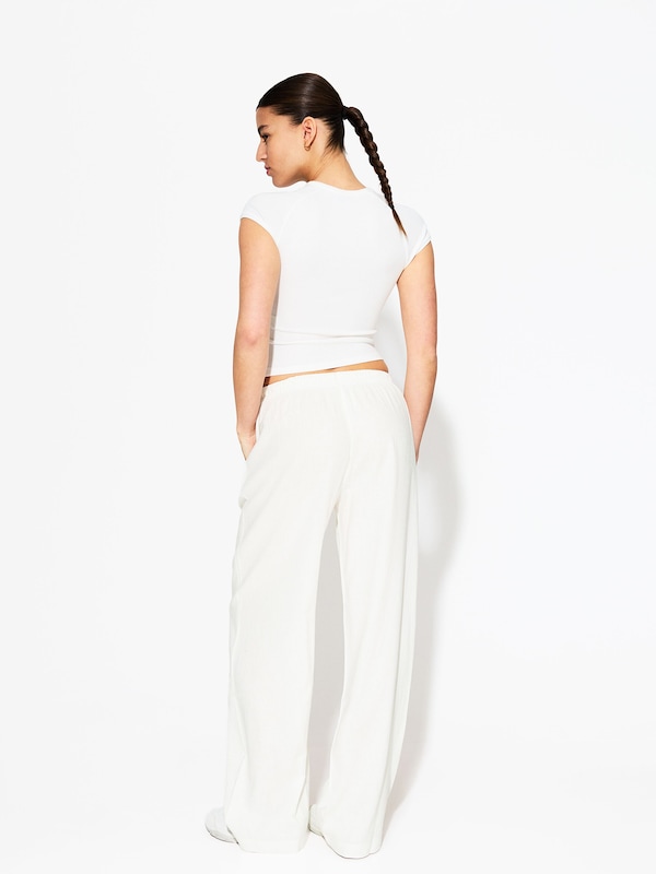 Bershka Bershka Wide Leg Hose In Offwhite