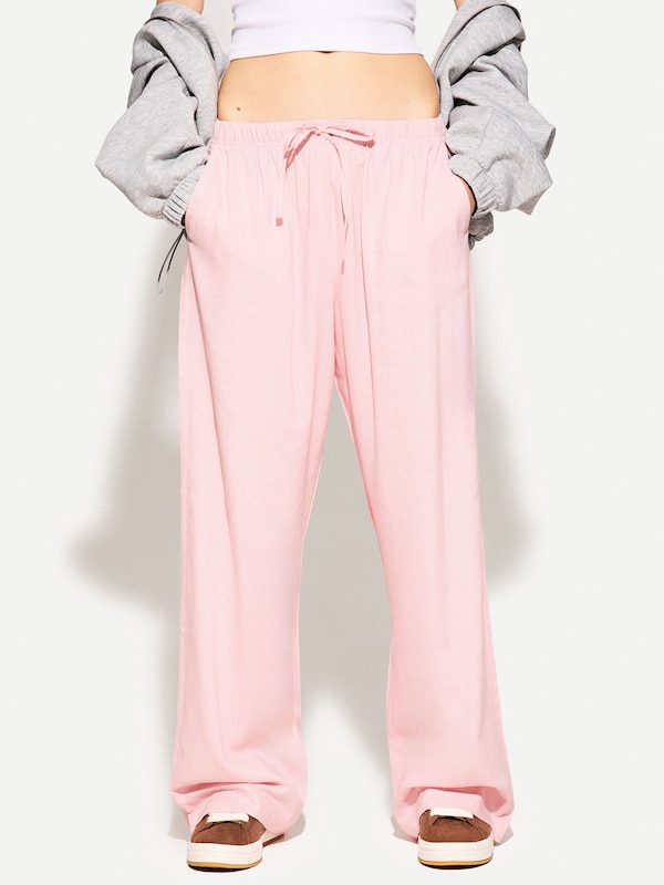 Bershka Bershka Wide Leg Hose In Rosa