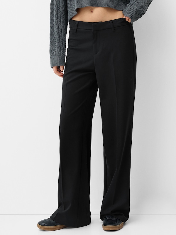 Bershka Bershka Wide Leg Hose In Schwarz
