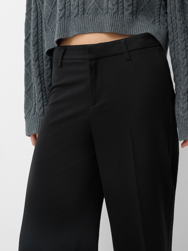Bershka Bershka Wide Leg Hose In Schwarz