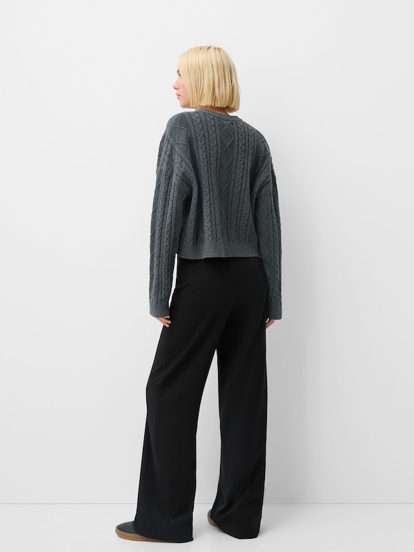 Bershka Bershka Wide Leg Hose In Schwarz