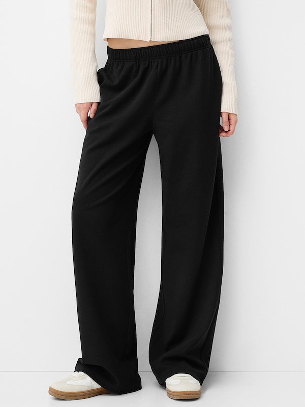 Bershka Bershka Wide Leg Hose In Schwarz