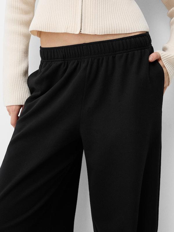 Bershka Bershka Wide Leg Hose In Schwarz