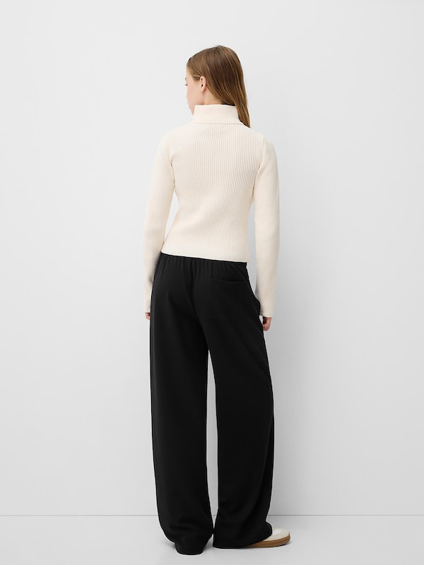 Bershka Bershka Wide Leg Hose In Schwarz