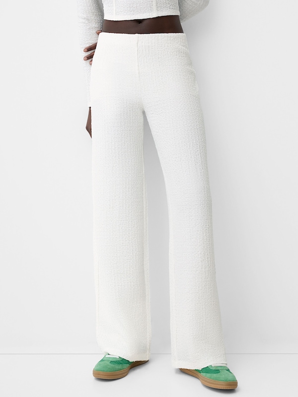 Bershka Bershka Wide Leg Hose In Weiß