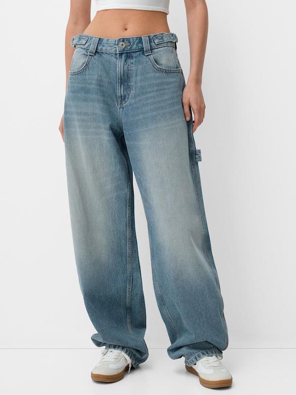 Bershka Bershka Wide Leg Jeans In Blau