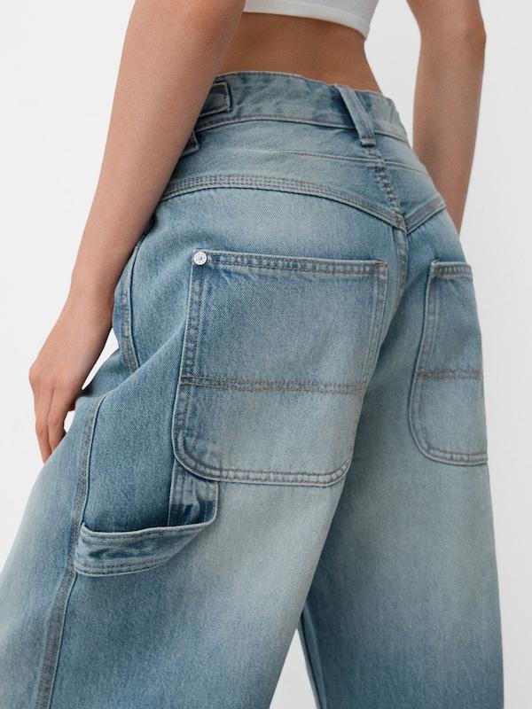 Bershka Bershka Wide Leg Jeans In Blau
