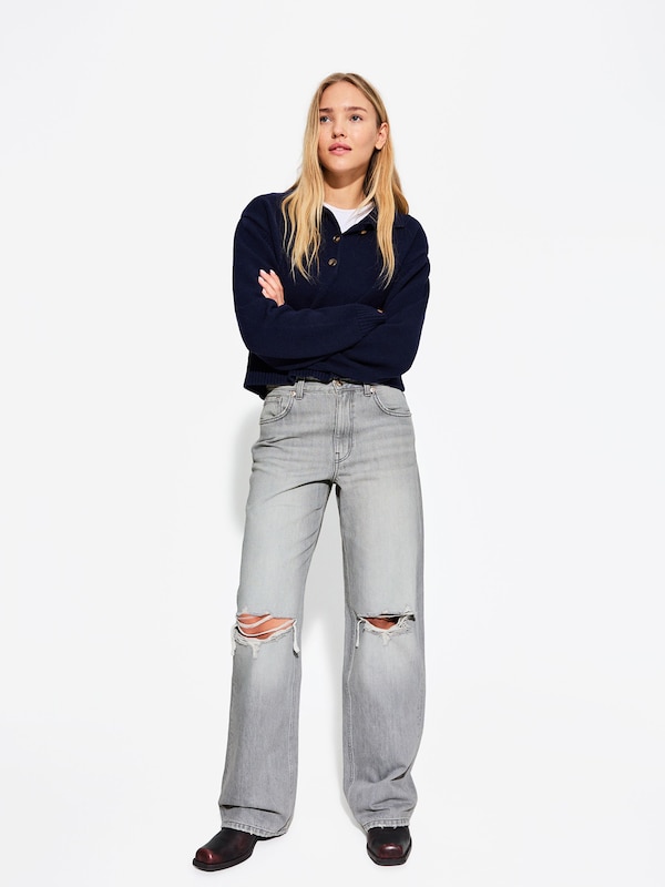 Bershka Bershka Wide Leg Jeans In Hellgrau
