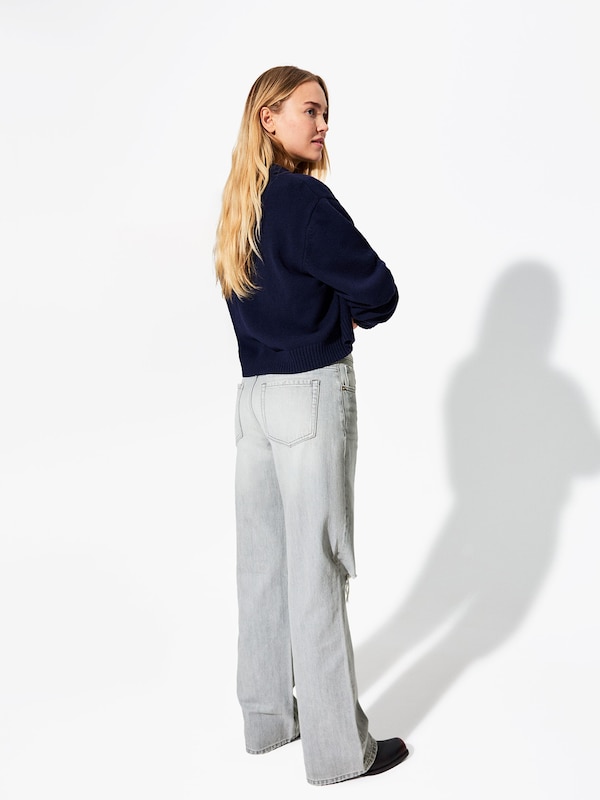 Bershka Bershka Wide Leg Jeans In Hellgrau