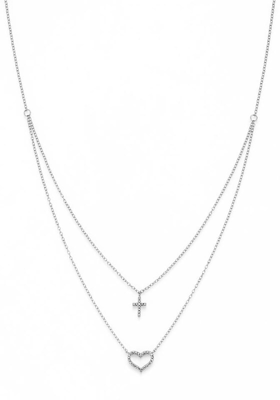 FIRETTI FIRETTI Kette 'Kreuz & Herz' in Silber