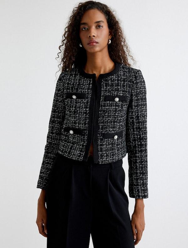 Koton Koton Blazer In Schwarzmeliert