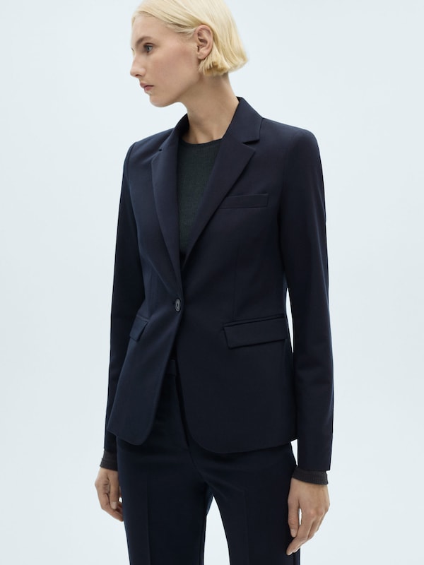 MANGO MANGO Blazer 'BOREAL' In Navy