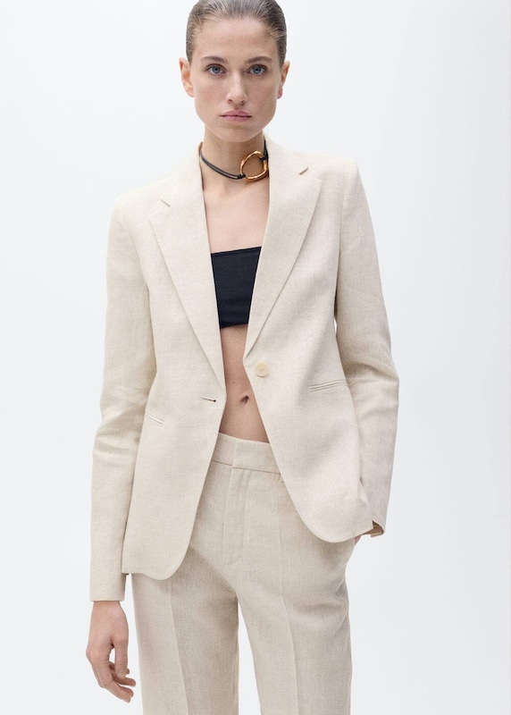 MANGO MANGO Blazer 'Boreli' In Beige