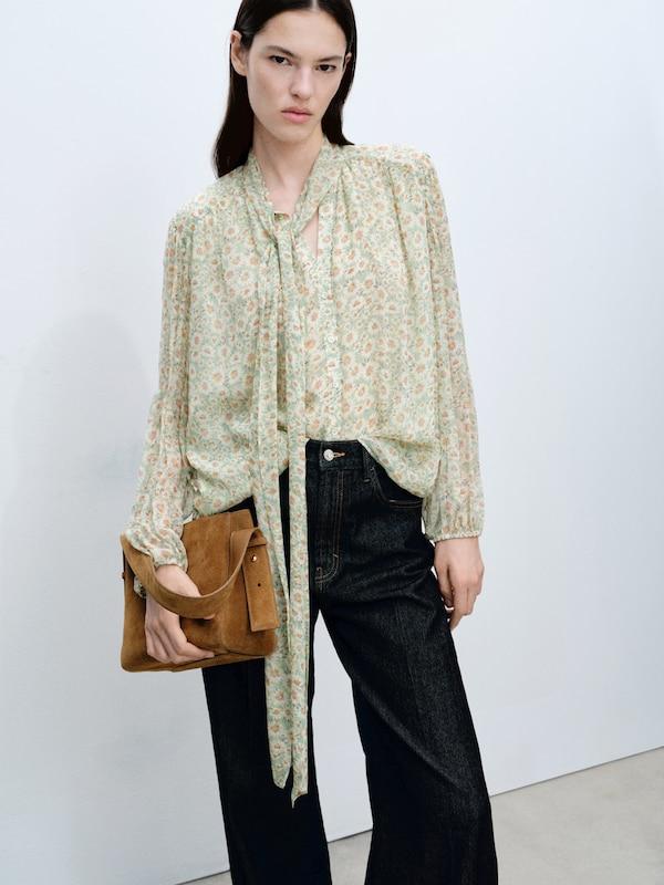 MANGO MANGO Bluse 'BELLE' In Hellgrün