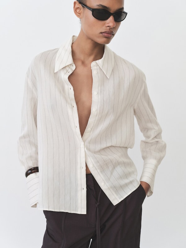 MANGO MANGO Bluse 'CORTAZAR' In Ecru