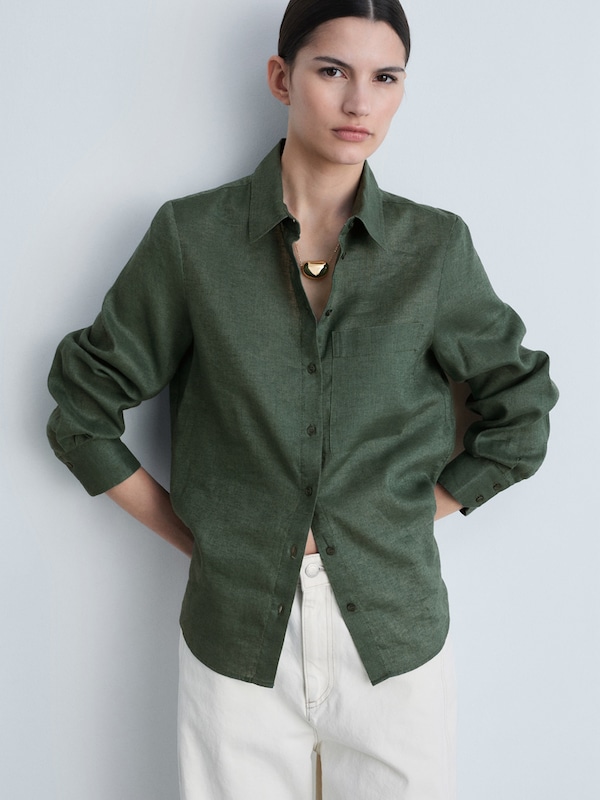 MANGO MANGO Bluse In Dunkelgrün