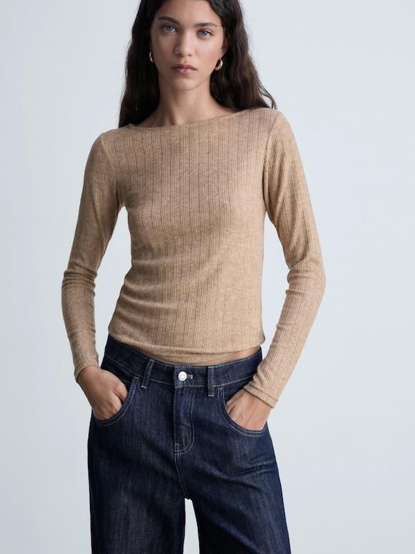 MANGO MANGO Pullover 'POINTE' In Hellbraun